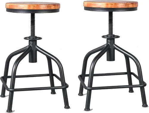Vista 3 de Topower Taburete de cocina de granja, taburete de mostrador industrial, asiento redondo decorativo de cocina, taburetes de bar giratorios de altura