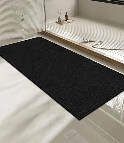Vista 45 de Chakme Juego de 2 alfombras de baño ultrafinas, absorbentes, antideslizantes, lavables a máquina, color negro, 17 x 24 pulgadas / 17 x 30 pulgadas