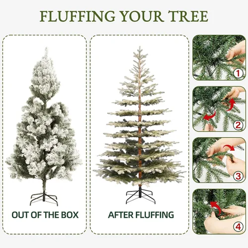 Vista 7 de Árbol de Navidad escaso flocado flocado de 7.5 pies Flocado disperso