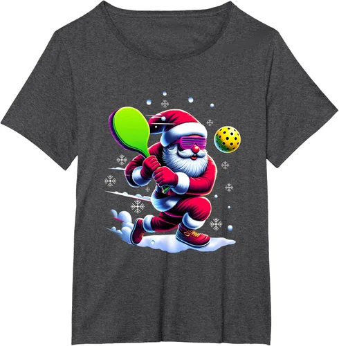 Vista 26 de Pickle Ball Navidad Santa Deporte Jugador Padel Raqueta Snow Camiseta Negro