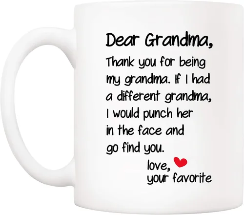 Vista 2 de 5Aup Taza de Café Divertida de la Abuela para el Día de la Madre, Regalos de Navidad del Nieto y la Nieta, Querida Abuela, Gracias por Ser... Ama