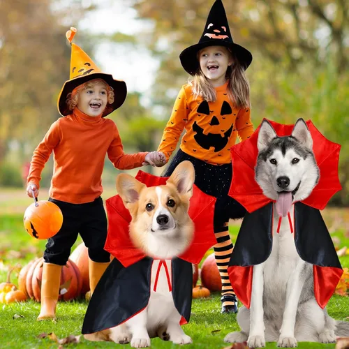 Vista 7 de GOYOSWA Disfraz de Halloween para perro, disfraz de vampiro, capa de vampiro, capa de vampiro, disfraz de Halloween para perros pequeños, medianos