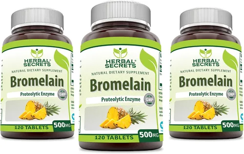 Vista 6 de Herbal Secrets Suplemento de bromelina de 500 mg en tabletas Sin OMG Sin gluten Fabricado en Estados Unidos (60 unidades)