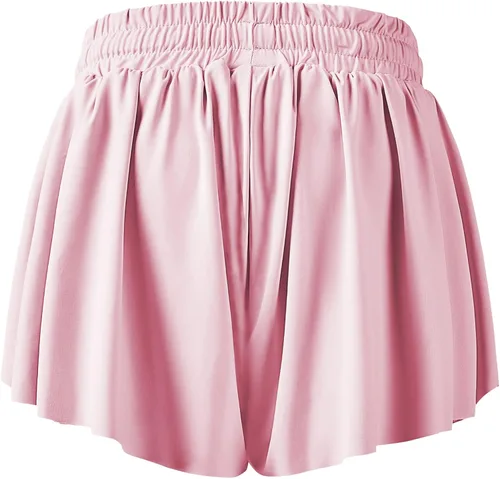 Vista 3 de Pantalones cortos fluidos de mariposa para niñas, pantalones cortos deportivos para niños pequeños, faldas de tenis 2 en 1, pantalones cortos