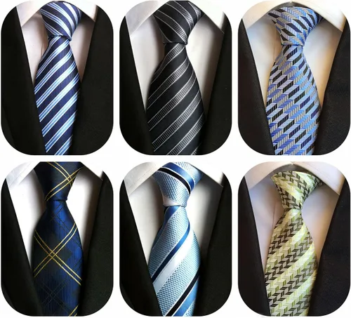 Vista 65 de WeiShang Lote de 6 corbatas clásicas de seda para hombre, corbatas tejidas jacquard