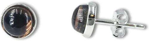 Vista 111 de Pendientes naturales de 0.236 in con chapado en oro blanco sobre plata de ley, bisel cabujón de piedras preciosas regalo de joyería para ella