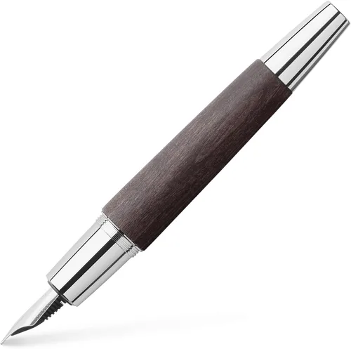 Vista 9 de Faber-Castell e-motion Pluma estilográfica, Madera y Cromo Marrón - Extra Fina Pluma estilográfica de madera de diseño exquisito, con plumín