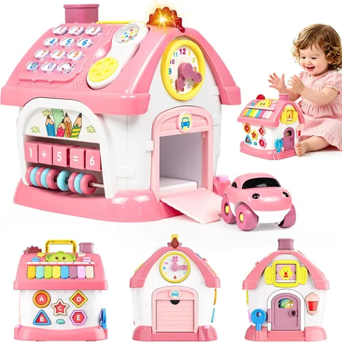 Vista 8 de Marstone Juguetes para bebés de 1 año para niños y niñas: juguetes para niños pequeños de 1 a 2 años, casa educativa 8 en 1 para regalo
