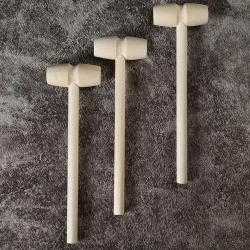 Vista 6 de 24 mini martillos de madera para chocolate rompible, mazos de juguete de madera natural para niños