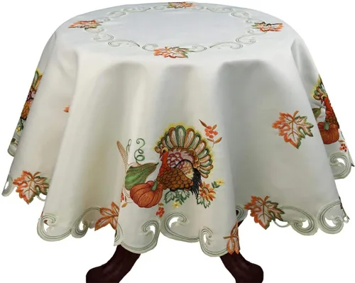 Vista 10 de Creative Linens Juego de 4 manteles individuales de cosecha de otoño de 11 x 17 pulgadas, manteles individuales bordados de pavo y calabaza y hoja