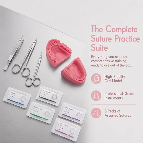 Vista 9 de Kit de práctica de sutura dental, kit de sutura oral YOUYA DENTAL para entrenamiento de sutura con corte biónico de encías oral y sutura gingival, 2
