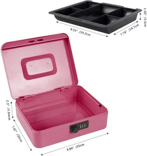 Vista 3 de para KYODOLED Safe Metal Cash/Box con cerradura de combinación, bandeja para Secu