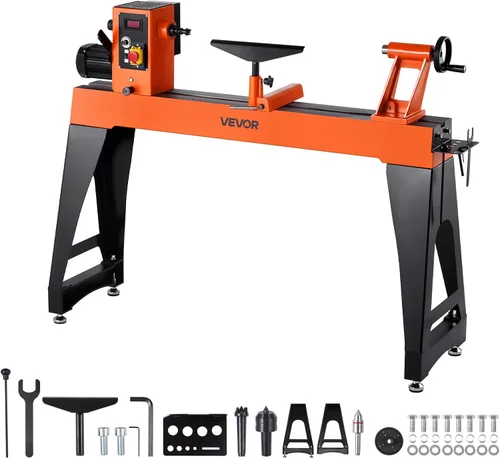 Vista 15 de VEVOR Mini máquina de torno, 7 cm x 16 cm, Mini herramientas de torno para madera de 24VDC 96W, accesorios de máquina de fresado, 7 velocidades