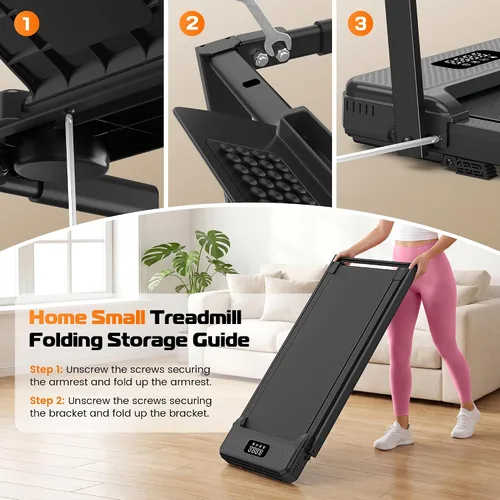 Vista 7 de ANCHEER Walking Pad Treadmill with Incline - Foldable Treadmills with Handle Bar, Compact Running Machine for Home Small Spaces, Office, Remote