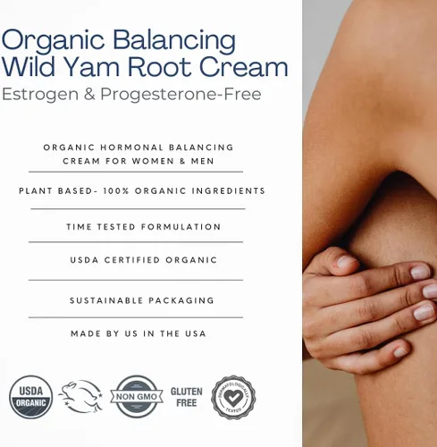 Vista 10 de Crema de Raíz de Yam Silvestre Indian Meadow Herbals (2oz) - Crema Equilibrante Certificada USDA Orgánica para Alivio del Síndrome Premenstrual