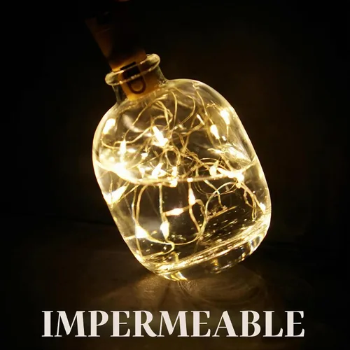 Vista 3 de Luces para Botella de Vino 20 LEDs, Luces de Corcho Impermeables, Pilas (Incluídas), Mini Cadena de Luces de Hadas Operadas con Batería para DIY