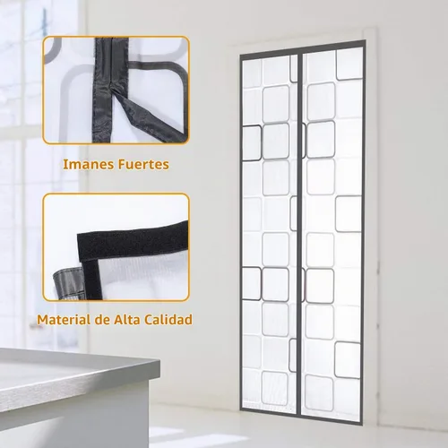 Vista 5 de Cortina de puerta aislada, cubierta magnética térmica para puerta, pantalla magnética de privacidad con cierre automático, manos libres para patio