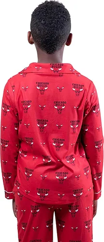 Vista 2 de Ultra Game NBA Boys 2-Piece Loose-fit Button Down Pajamas Set (Sizes 4-20)