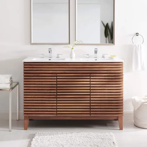 Vista 77 de Modway Render 23.5" tocador de baño en nogal (lavabo no incluido)