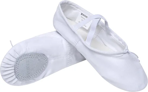 Vista 3 de Danzcue Zapatos de ballet de lona y cuero para adultos