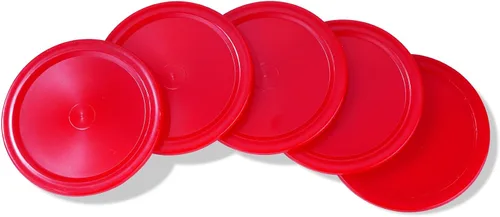 Vista 2 de Paquete de 5 mini discos de mesa de hockey de aire rojos de 2 pulgadas