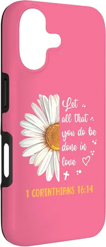 Vista 3 de Linda Daisy 1 Corinthians 16:14 Love Bible Verse for Women Case for iPhone 17