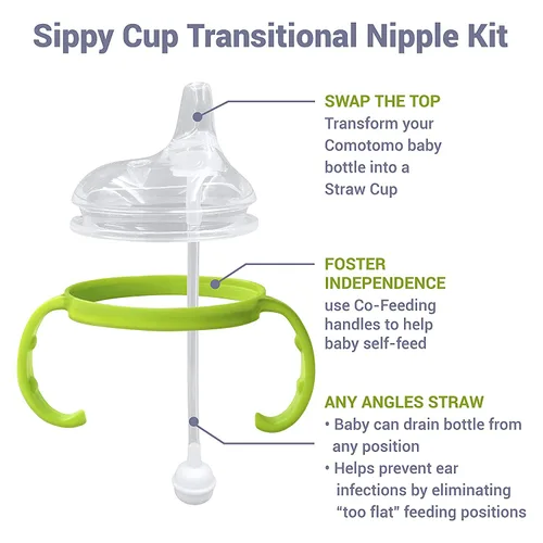 Vista 6 de Ultimate Weaning and Transitional Nipple Kit compatible con biberones Comotomo de 5 oz y 8 oz a partir de 4 meses
