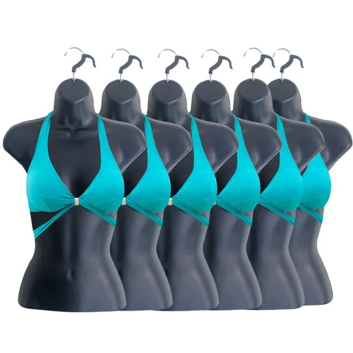 Vista 16 de Maniquí femenino con espalda hueca y cuerpo apilable con ganchos para colgar para exhibición de camisetas, encimera, ferias de manualidades, fotos