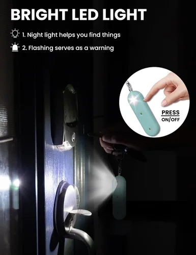 Vista 7 de Llavero de alarma de seguridad personal para mujeres, llavero de autodefensa fuerte de 130 dB con luz estroboscópica LED, dispositivos de sirena