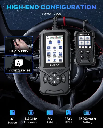 Vista 5 de Mucar CDE900 Escáner OBD2, Lector de Código de Auto con Sistema de Comprobación del Motor, Herramienta de Diagnóstico Automotriz con Pantalla Táctil