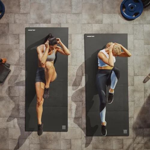 Vista 7 de Meister Alfombrilla de entrenamiento plegable de 1 pulgada extra gruesa – XL antideslizante acolchado piso para ejercicio, estiramiento y yoga