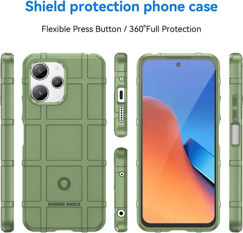 Vista 2 de Funda duradera de ajuste delgado para Redmi 12, funda protectora resistente para exteriores con protección de lente de cámara a prueba de golpes