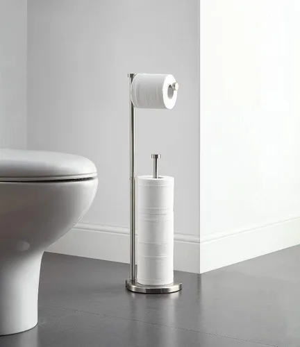 Vista 2 de SunnyPoint Soporte de papel higiénico de baño independiente con reserva, el área de reserva tiene suficiente espacio para rollo jumbo