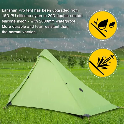 Vista 2 de 3F UL Gear Lanshan PRO Lanshan - Tienda de campaña ultraligera para 3 estaciones para 1 persona, tienda de campaña profesional impermeable
