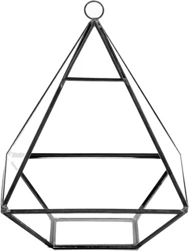 Vista 24 de WGV - Maceta geométrica colgante de terrario de 5.5 pulgadas de ancho y 6 pulgadas de alto, marco negro de cristal transparente, marco negro, planta