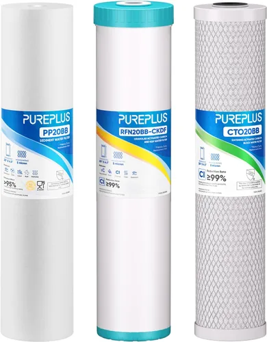 Vista 11 de PUREPLUS Kit de cartuchos de filtro de agua para toda la casa de 5 micras, 50.8 cm x 11.43 cm, con filtro de sedimentos y filtro de bloque de carbón