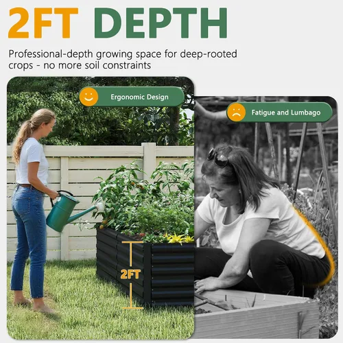 Vista 4 de Cama de jardín elevada con enrejado de arco para plantas trepadoras, cama de jardín elevada galvanizada, jardineras al aire libre para verduras