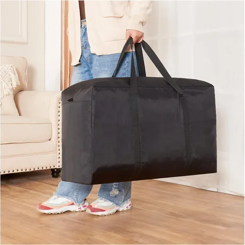 Vista 6 de SANSAM Bolsa de mudanza extra grande y resistente, bolsa de lona impermeable con cremalleras, bolsas de tela Oxford para viajes, dormitorio