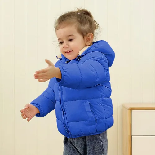 Vista 3 de XMWEALTHY Chaqueta de plumón con capucha para bebés y niñas, abrigo de invierno cálido con forro polar