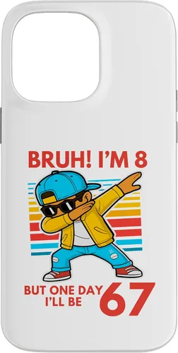 Vista 21 de Bruh I'm 8 But One-Day I'll Be 67 Retro 8th Birthday Kids Case for iPhone 17