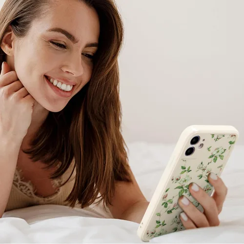 Vista 6 de ZTOFERA - Carcasa de silicona para iPhone 11 (6,1 pulgadas), diseño de flores, color beige