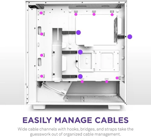 Vista 2 de NZXT H5 Flow Estuche compacto ATX para juegos de PC, torre media, alto flujo de aire, panel frontal perforado, panel lateral de vidrio templado