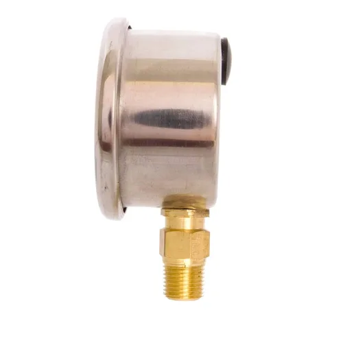 Vista 2 de Manómetro lleno de aceite de 1-1/2" - Caja de acero inoxidable, latón, 1/8" NPT, conexión de montaje inferior, 0-1,000PSI