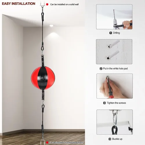 Vista 7 de InnoLife Kit de saco de boxeo de doble extremo con bola de perforación, kit de reacción de velocidad con cordones elásticos, perfecto