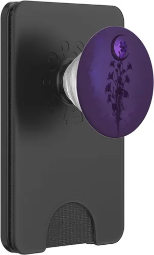 Vista 7 de Boho Moon Wildflower Floral sobre fondo morado oscuro PopSockets intercambiables PopGrip