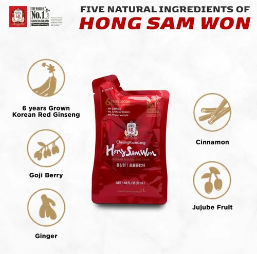 Vista 3 de CheongKwanJang - Bebida de ginseng rojo coreano con extracto de jengibre, bayas de Goji, canela, té de hierbas asiáticas antes del entrenamiento