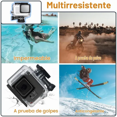 Vista 6 de Carcasa impermeable para GoPro Hero 5 6 7 Negro, carcasa protectora de buceo subacuático con soporte para Go Pro Hero5 6 Hero7 Kit de accesorios