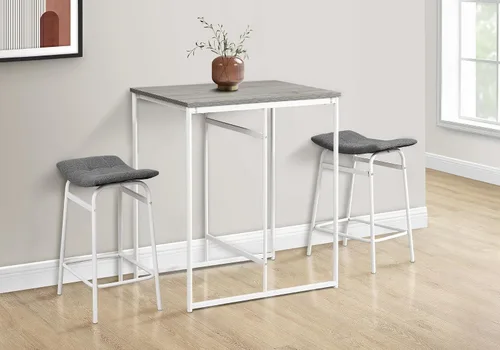 Vista 5 de Dining Table, 32" Rectangular, Counter Height, Small, Laminate Top, Kitchen, Grey Laminate, White Metal, Contemporary, Modern