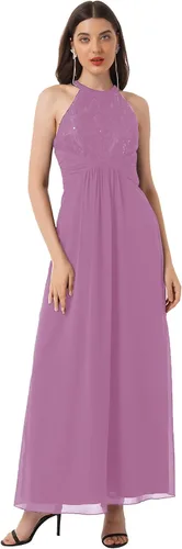 Vista 3 de CHICTRY Vestido largo de gasa para dama de honor con encaje floral para fiesta de noche