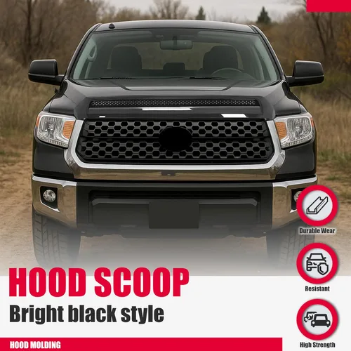 Vista 3 de Kojem Moldura de Protuberancia de Capó Compatible con Toyota Tundra Platinum 2014-2021 Estilo Código de Color 202 Negro Parrilla Superior Delantera